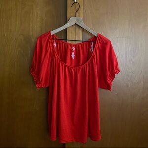 St. John’s Bay Red Short Sleeve Top Holiday Festive